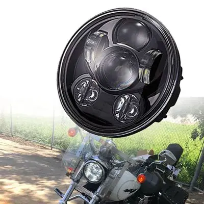 black 1PCS 5-3/" Хромированный светодиодный проектор фара мотоцикла с лампой оболочки для мотоциклов - Цвет: black 1PCS
