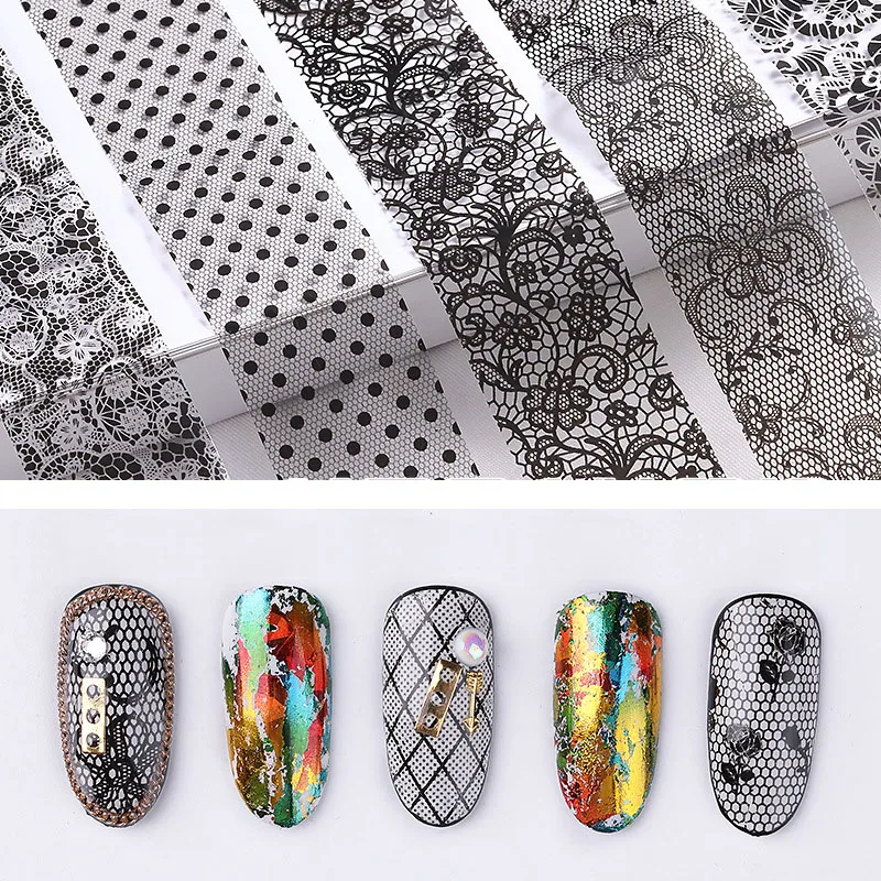 10roll/set Starry Sky Laser Nail Foil Set Transparent Marble Holographic Art Transfer Sticker Decoration DIY | Красота и здоровье