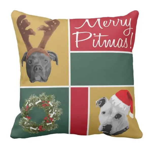 Новинка Лидер продаж забавные Merry Pitmas Питбуль Собака Рождественская Подушка