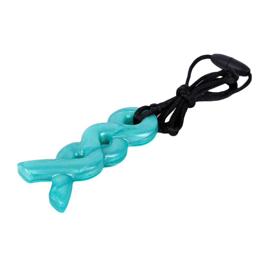 turquoise green Детская здоровая Соска-прорезыватель для зубов Ожерелье Подвеска прорезывание зубов силиконовая Жевательная соска аутизм сенсорная игрушка красочная - Цвет: turquoise green