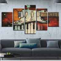 modular decor room wall paintings 5 pieces musical instruments guitar and piano keys pictures canvas hd prints art posters frame