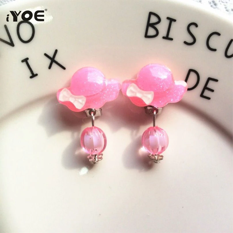 Детские серьги клипсы IYOE с мультяшным цветком шапкой Кроликом смайликом рыбкой