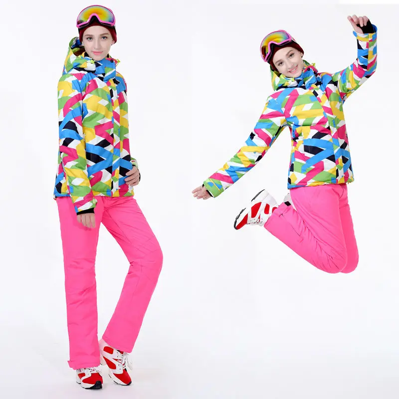 2015 высокое качество лыжные костюмы Куртки + Штаны сноуборд одежда лыжная куртка