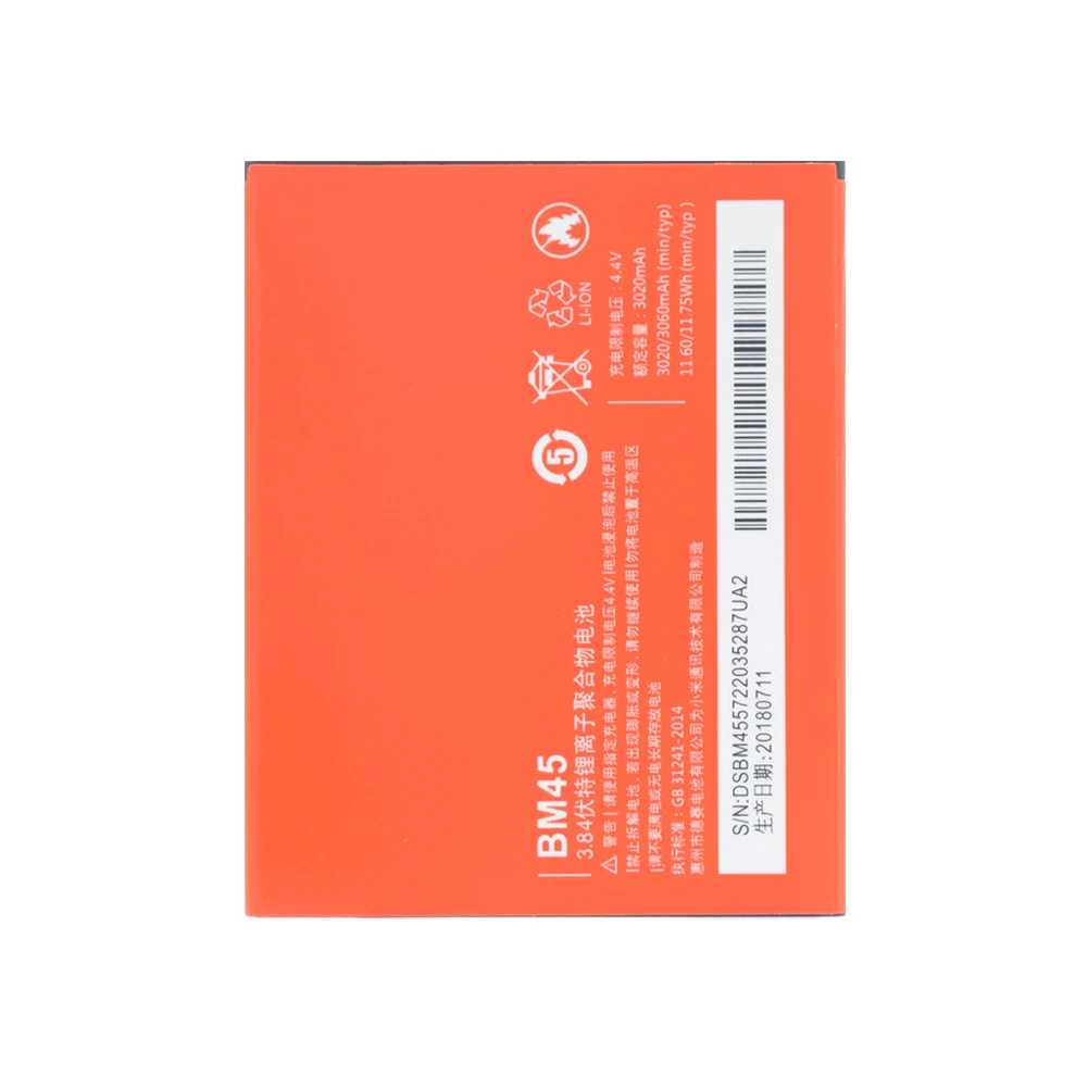 XiaoMi BM45 BM-45 BM 45 Rechargeable Lithium Battery Replacement Battery For Xiaomi Redmi Note 2 3.84V 3060MAH Large Capacity