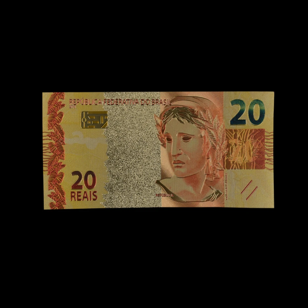 10 шт./лот бутик бразильская Золотая банкнота 20 Рейл красочная фольга Билл
