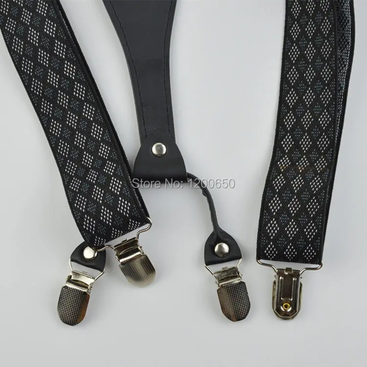 Мужские/взрослые регулируемые эластичные жаккардовые подтяжки с 4 зажимами для