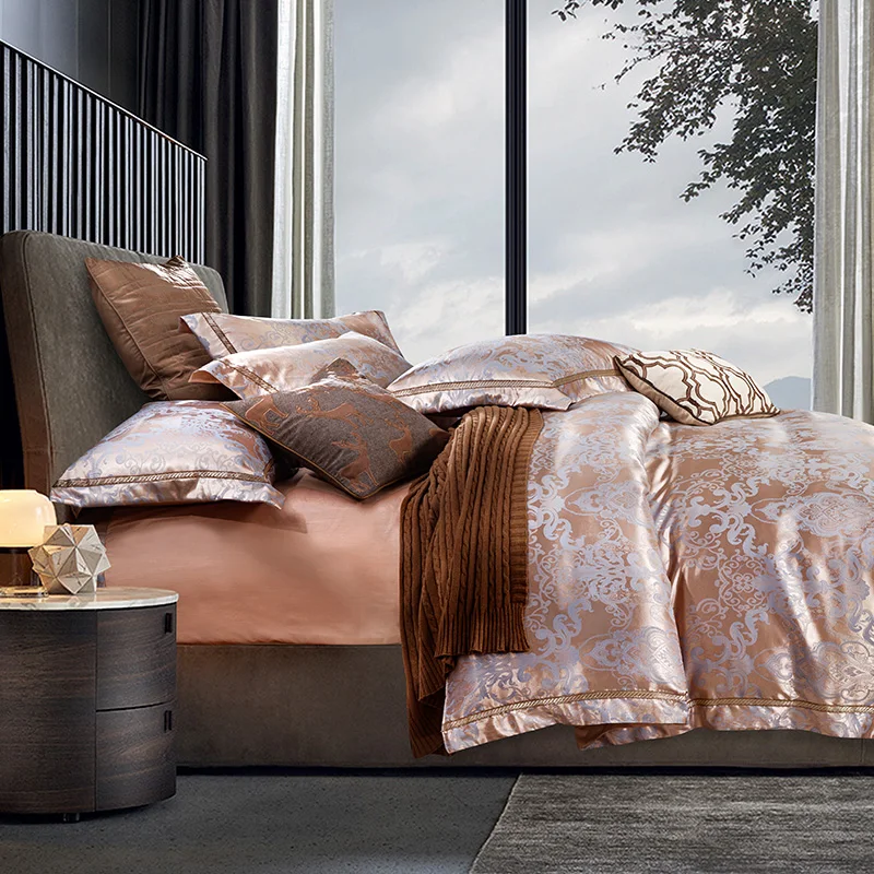 Роскошный комплект постельного белья из жаккардового шелка 4 предмета