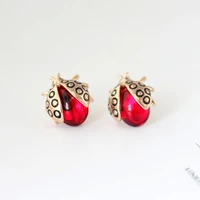 korean fashion exquisite small ladybug earrings earring inlaid pearls