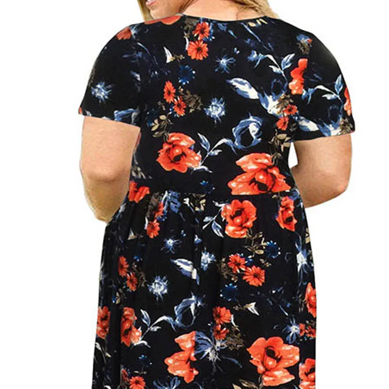 Женское летнее платье цвет синий/зеленый обхват груди 134 см 5XL 6XL 7XL 8XL 9XL|Женские