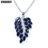 natural sapphire gemstone necklace genuine solid 925 sterling silver jewelry noble birthstone woman