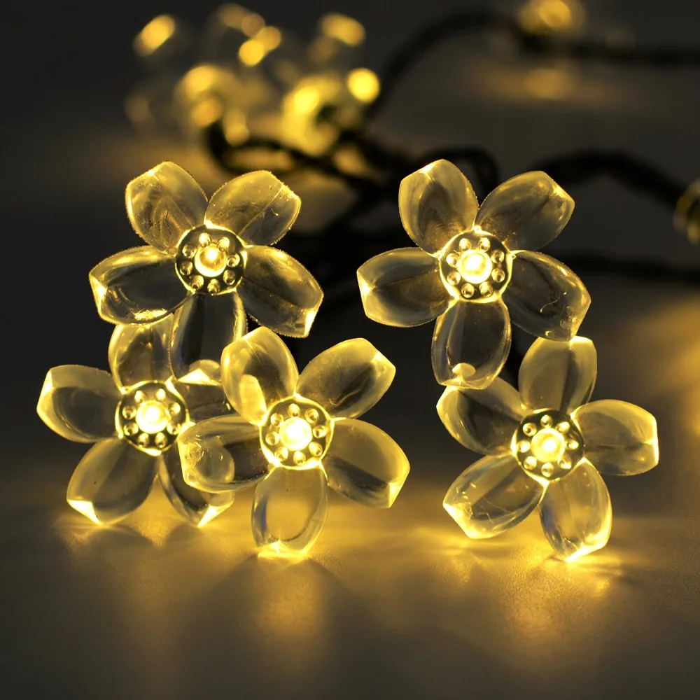 

GAOPIN Colorful Lovely Peach Blossom Atmosphere Led light Yard Garden Lawn Tree Bush Fence Decorative Party Solar Light String