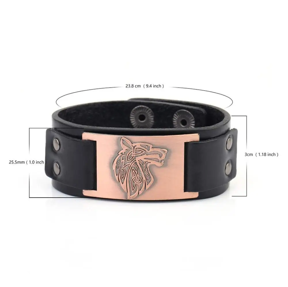 Black Copper My shape Викинг-Волк браслеты из натуральной кожи Triquetra Fenrir животные Ирландский Узел мужские модные ювелирные изделия Сверхъестественное - Окраска металла: Black Copper