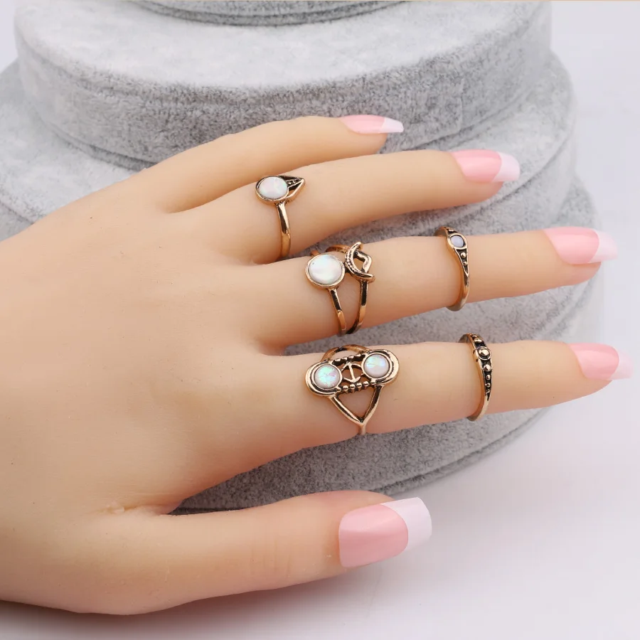 Лидер продаж 2017 модные кольца миди в старинном золотом цвете 5 шт./компл. 7 цветов