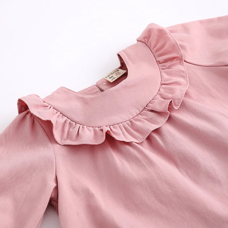 Новинка 2019 детские блузки с оборками рубашка для маленьких девочек топы длинным