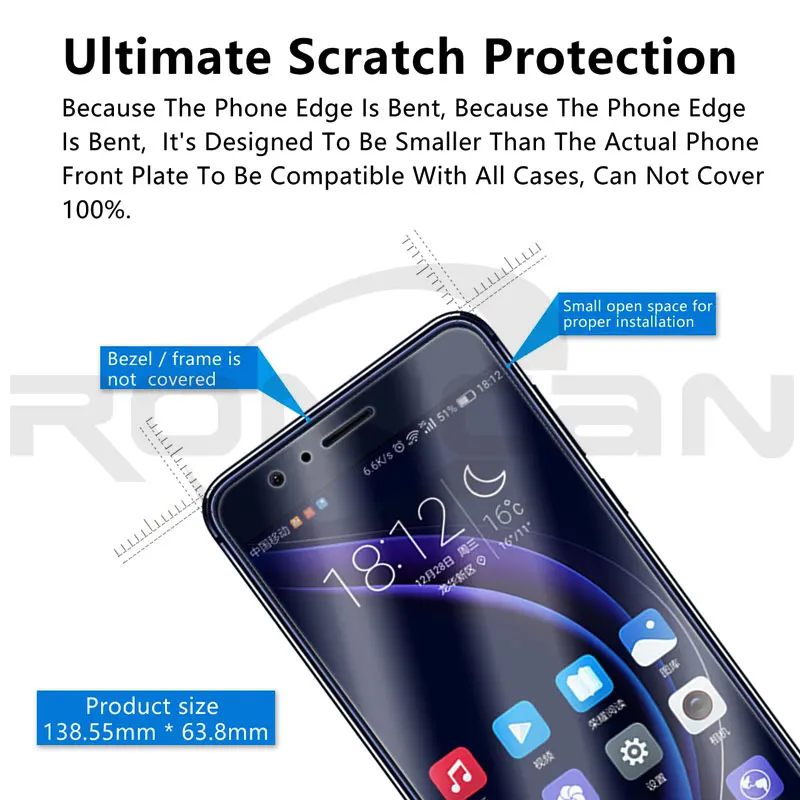 Защитное стекло RONICAN для экрана Huawei Honor 8 закаленное Стекло защитная
