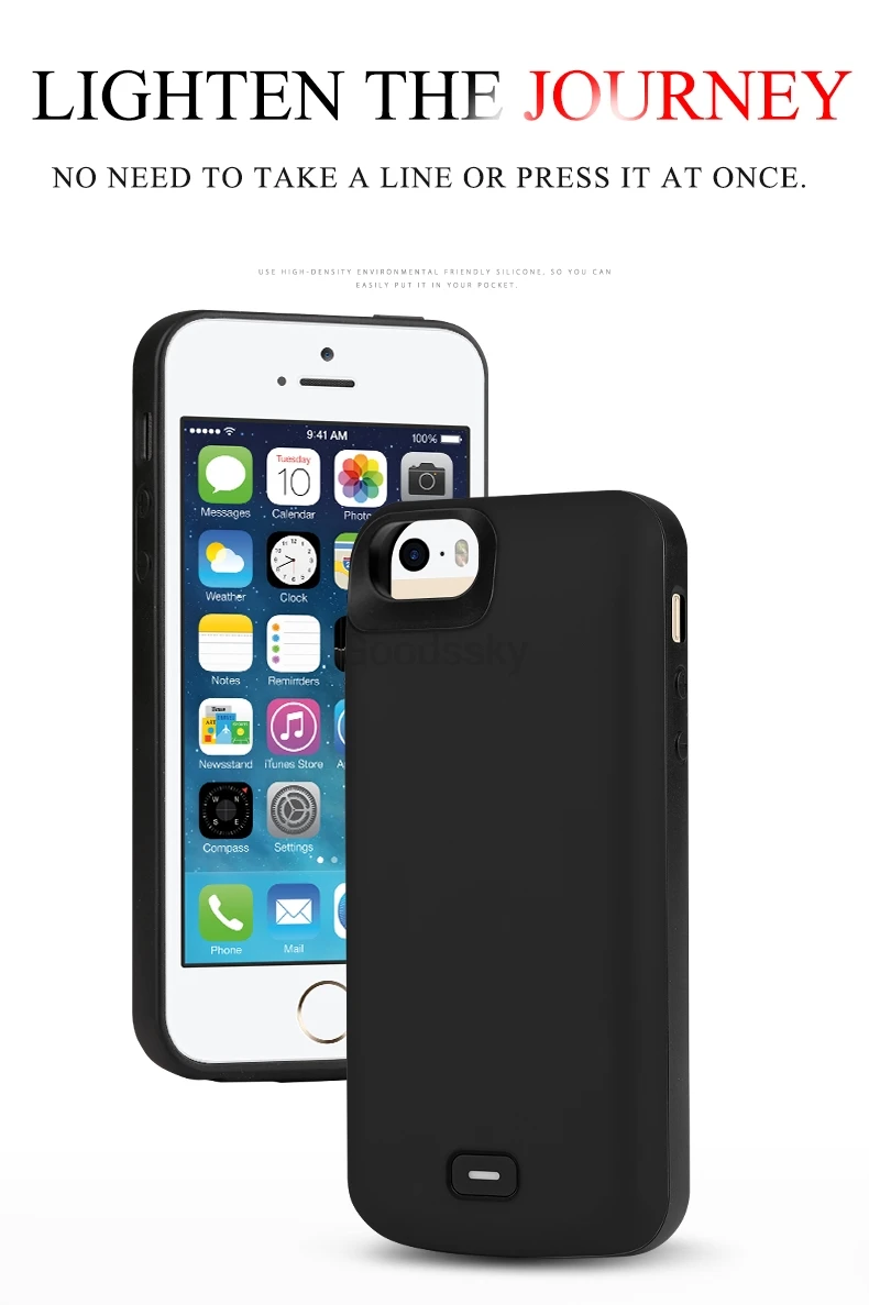 Leioua 4000 мАч батарея чехол для iPhone 5 5S SE 5C Внешний перезаряжаемый Черный Внешний аккумулятор запасная крышка Внешний аккумулятор Suppprt аудио
