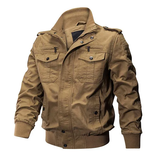 TACVASEN Jack Wolfskin Куртка Военная охотничья куртка мужская куртка-бомбер ветрозащитная тактическая куртка армейская куртка с несколькими карманами - Цвет: Khaki