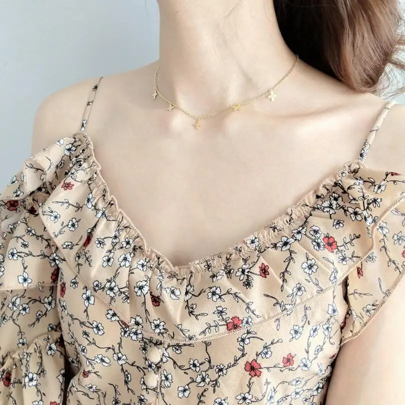

Personality Female Short Choker Necklace 925 Sterling Silver Cross Tassel Pendant Necklace Women Jewelry Simple collares