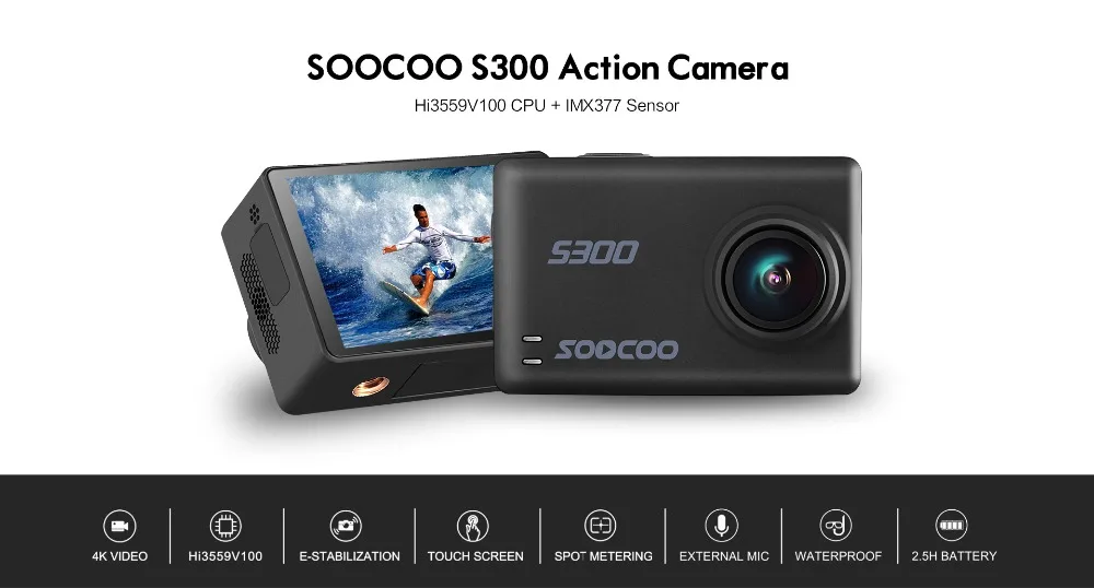 Оригинальная Спортивная камера SOOCOO S300, Экшн-камера Ultra HD 1080P 4K 30 кадров в секунду Hi3559V100 IMX377 с Wi-Fi голосовым управлением, 2,3" сенсорный ЖК-дисплей