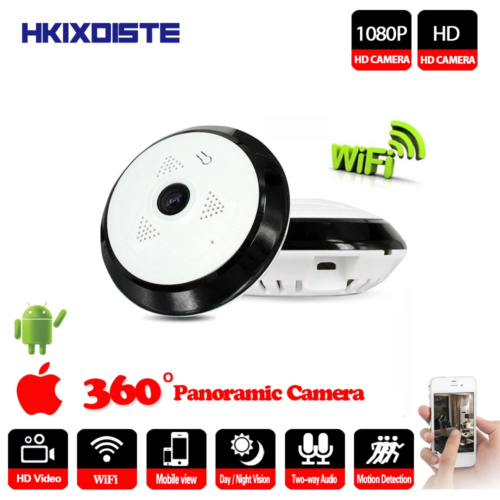 HKIXDISTE Full View Wifi IP камера 1080P 360 градусов двухсторонняя аудио панорамная 2MP день/ночь