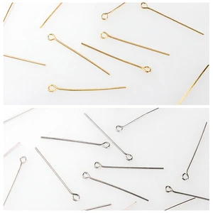 Металлическая игла для бижутерии, золотистая бусина с отверстием для глаз, аксессуары для поделок, 200 шт.лот, 35 мм, 9 слов