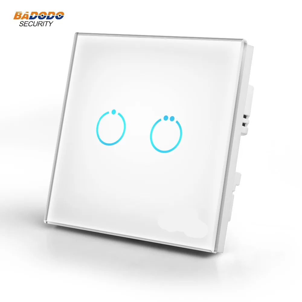 Z Wave Plus MCO дома Стекло сенсорный Панель выключатель питания EU868.42MHz 2 gang два реле