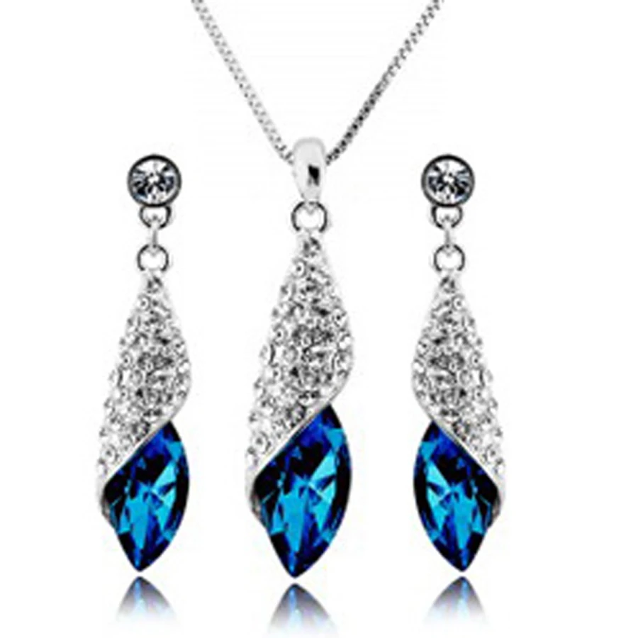 

Free Shipping Hotselling Wholesale Austrian Crystal Sunshine Drop fashion Jewelry Sets Necklace Earring