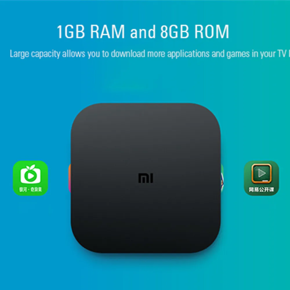 Оригинальный Xiaomi Mi4C Patchwall 4 К к HDR tv Box Amlogic S905L 1 ГБ оперативной памяти + 8 rom 2 г Wi Fi BT4.1