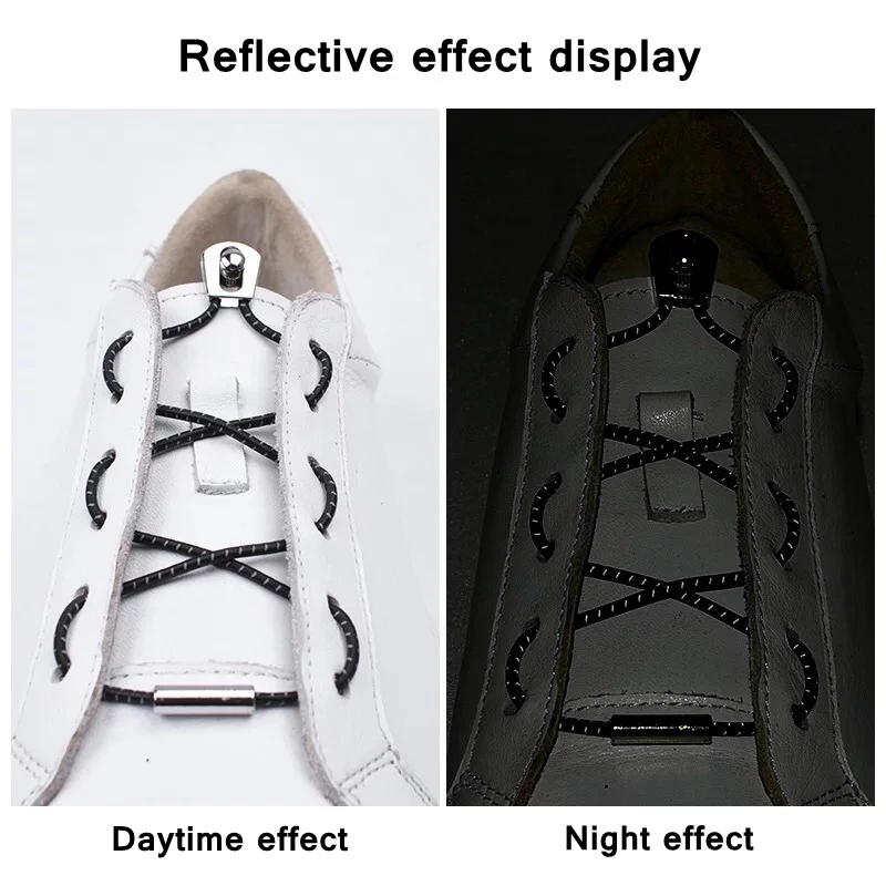 1Pair No Tie Shoe Laces Elastic Metal buckle Round Shoelaces Kids Adult Quick Lazy Sneakers Shoelace Shoe Laces Shoestrings