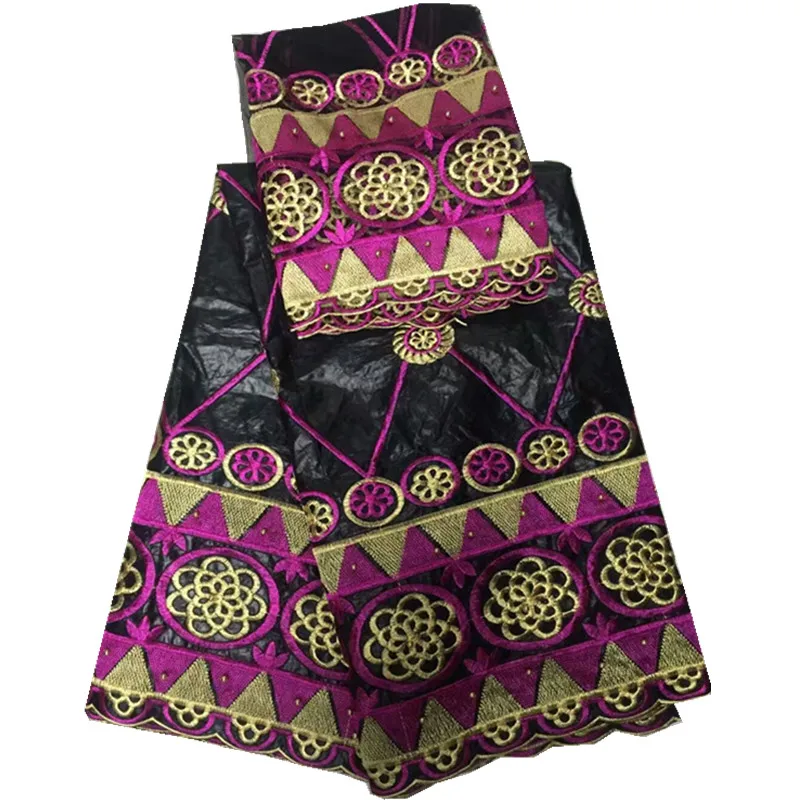 Bazin riche fabric in the African embroidery basin getzner lace with two yards of French chiffon ly-236 | Дом и сад