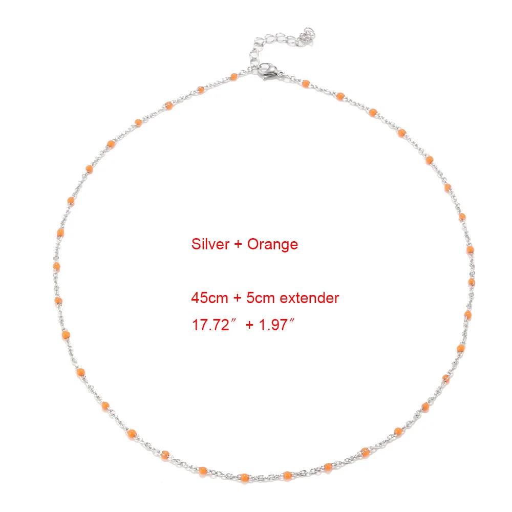 Dull Silver Orange 1 шт. Нержавеющая сталь Золото/Серебро Изысканные милые цепи крошечные Колье чокер с бусинами спутниковый шарик ювелирные изделия подарок для женщин - Окраска металла: Dull Silver Orange
