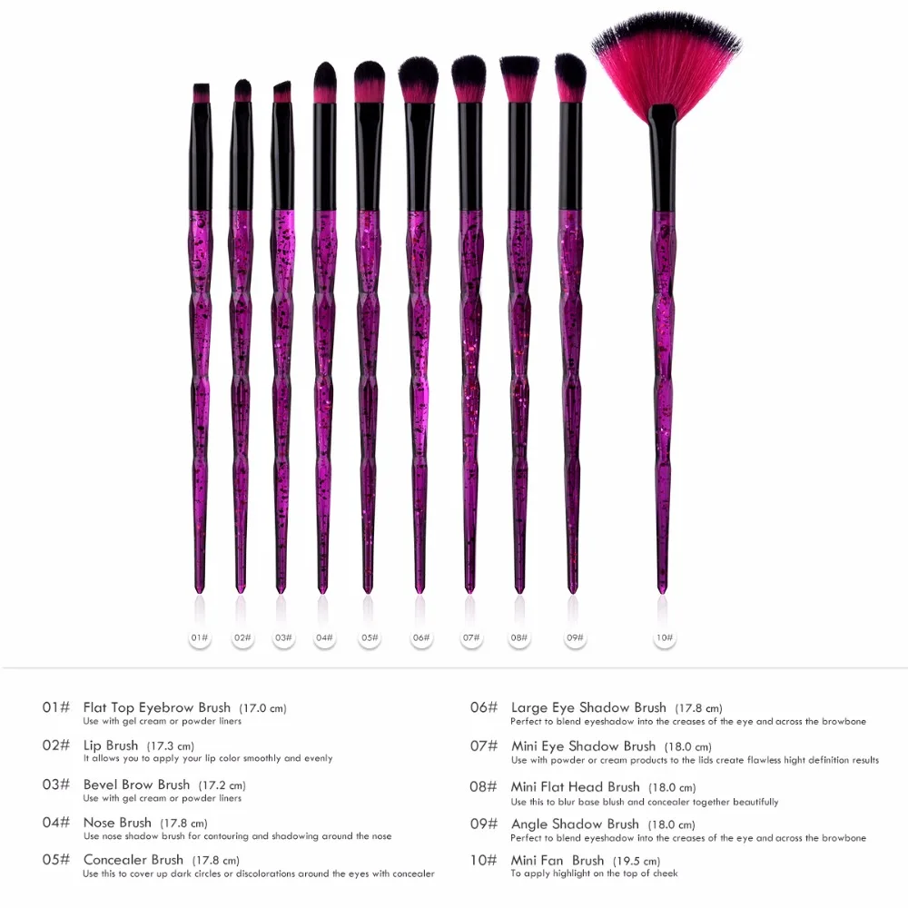10pcs/set Makeup Brushes Set Eye Shadow Brush EyeBrow Concealer Kits Synthetic Hair Lip Beauty Cosmetics Maquiagem | Красота и