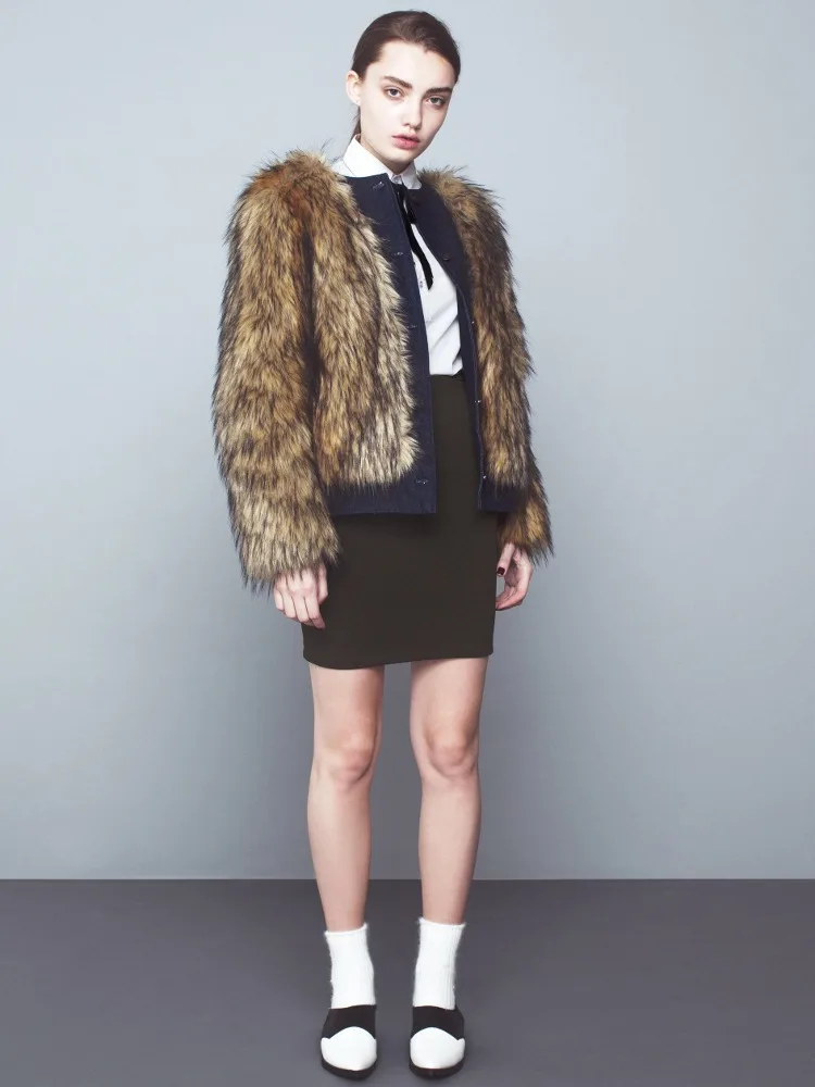 Brown fashion autumn faux mink leather jacket womens winter thicken warm fur leather coat woman slim jackets jaqueta de couro