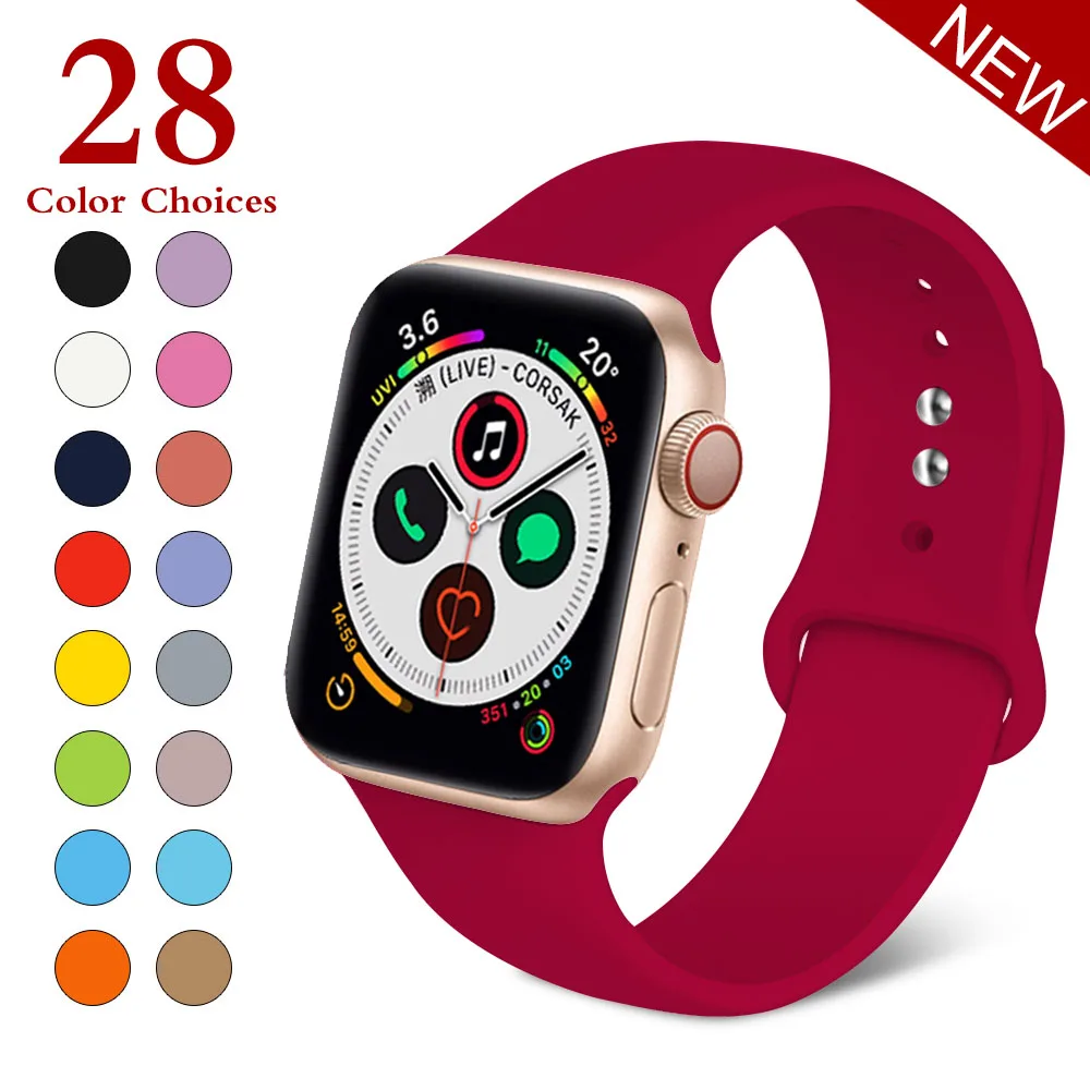 Спортивный мягкий силиконовый сменный ремешок 38 мм от mu sen для Apple Watch версии 1, 2, ремешок 42 мм на запястье, ремешок для iWatch Sport - Цвет ремешка: Rose red