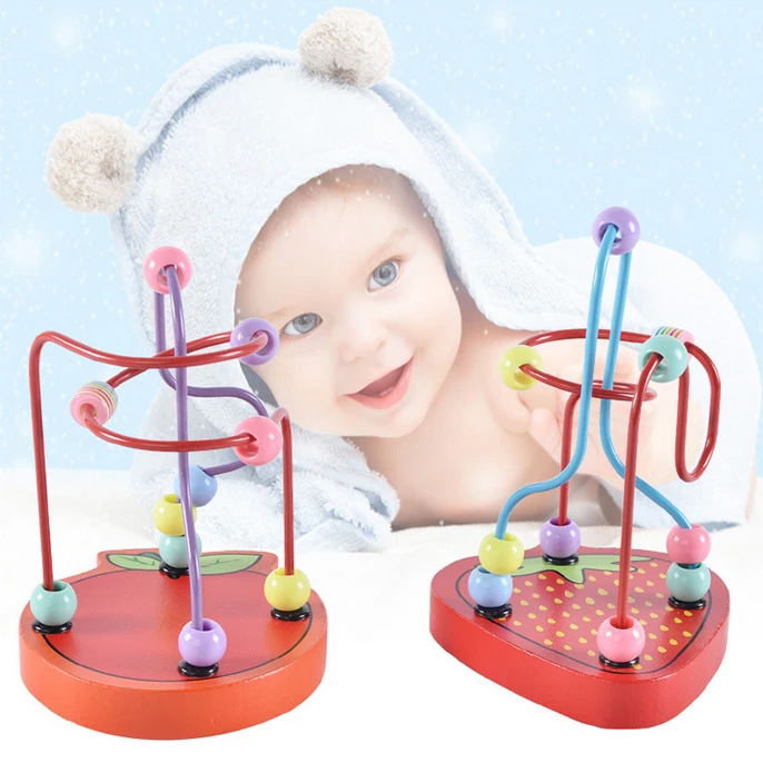 Пазл детский деревянный с бусинами яблоко и клубника|wood toys beads|bead toyaround beads toy |