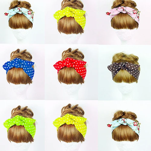 Женский ободок в горошек повязка на голову с цветочным принтом и узелком|hair