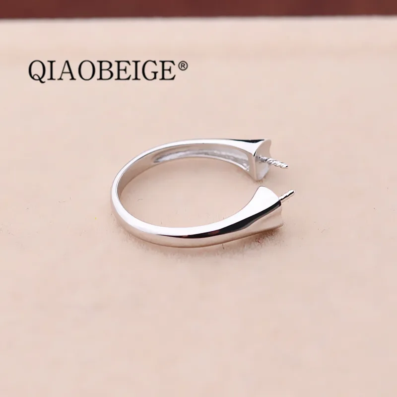 QIAOBEIGE модные и простые тонкие ювелирные изделия из стерлингового серебра 925 пробы Серебряное жемчужное кольцо для девочек два жемчуга установлен DIY аксессуар