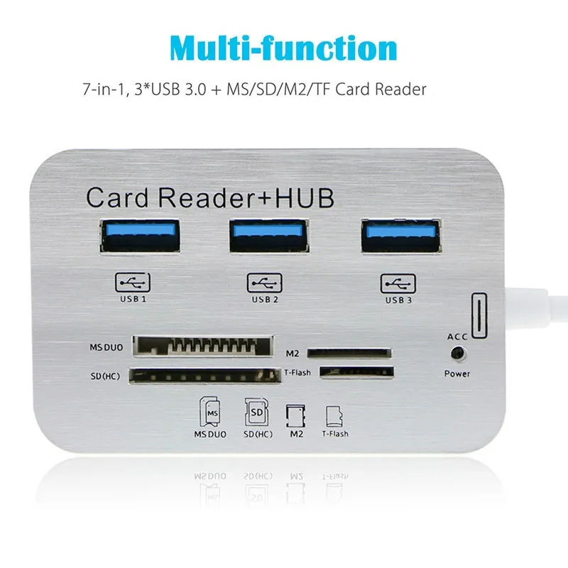 Сплиттер Многофункциональный кардридер USB 3 0 SD TF MS M2 для Apple MacBook Air PC Notebook lector de tarjeta