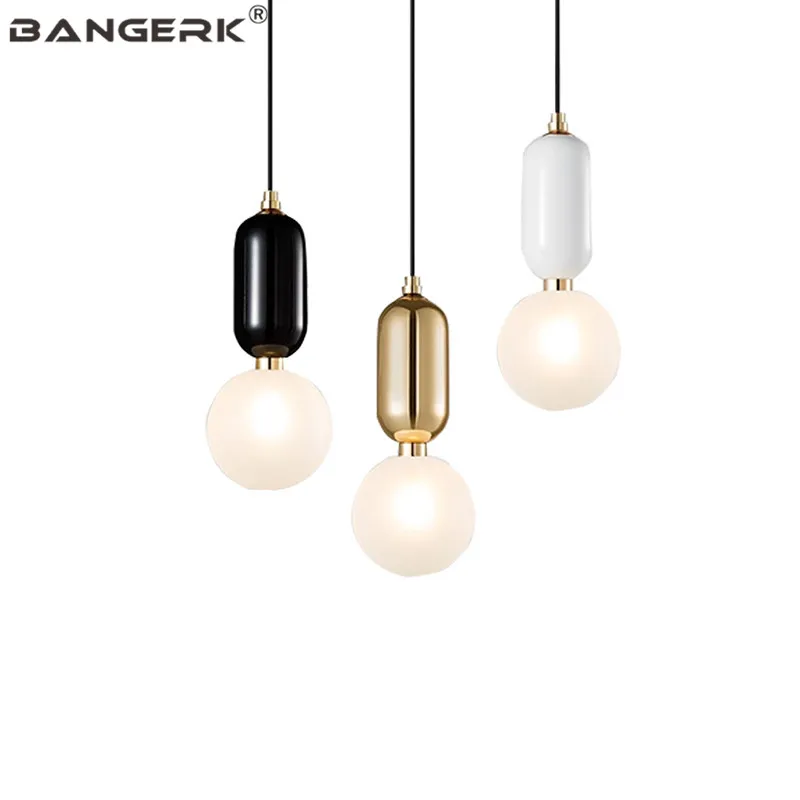 

Simple Iron Glass Ball Luminaire LED Pendant Light Loft Decor Modern Hanging Lamp Home Deco Lights Pendant Lighting Fixtures