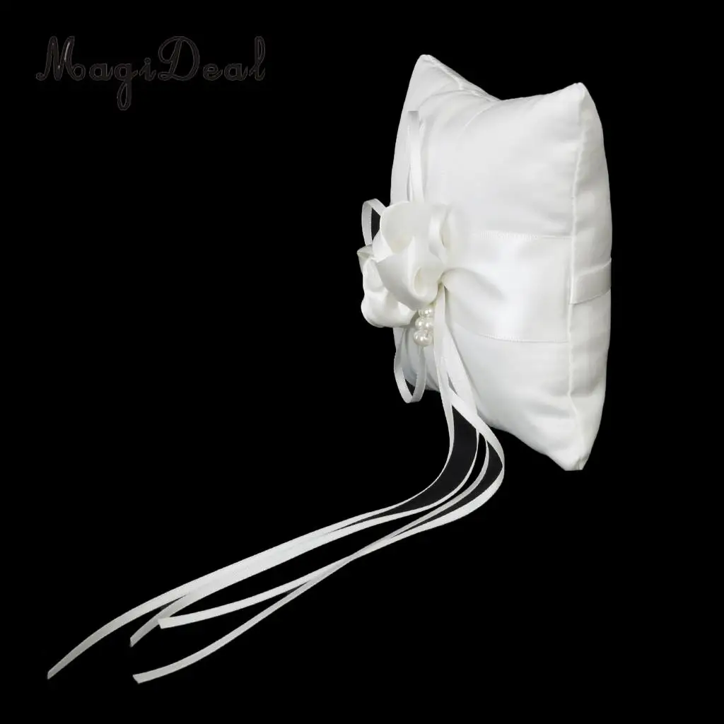 MagiDeal Hot Sale Wedding Ceremony Ivory Satin Crystal Ring Bearer Pillow+Flower Girl Basket Supplies for Engagement Party Favor | Дом и сад
