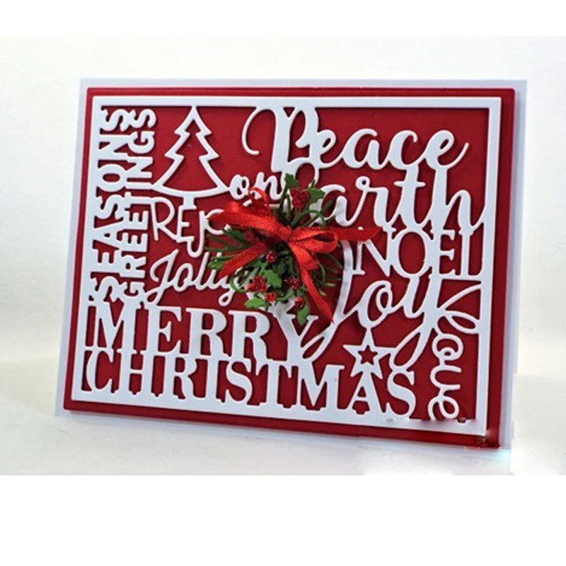 

Merry Christmas Peace Earth Frame Metal Cutting Dies Stencils DIY Scrapbooking Album 2019 Paper Cards Craft Embossing Word Dies