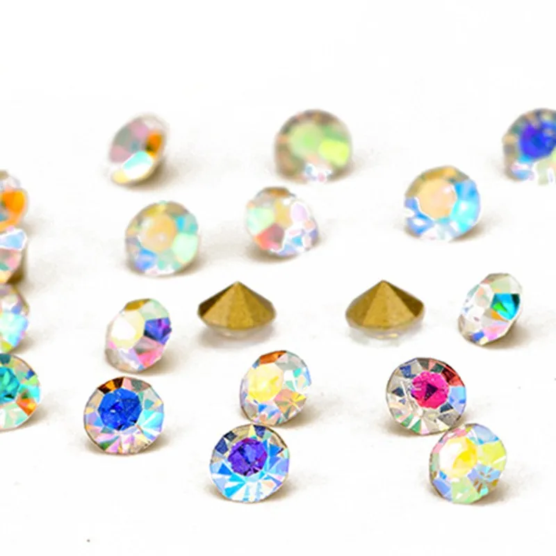 Роза база Кристалл AB стакан Rivoli кристаллы блестящая основа из СТРАЗА заостренный