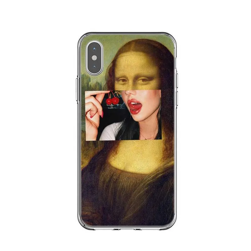 Забавные художественные чехлы Мона Лиза для iPhone X XR XS MAX Ван Гог звездный жесткий