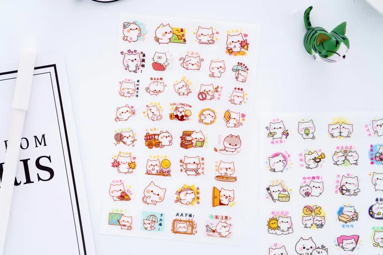 6 шт. kawaii cat ПВХ прозрачный Органайзер календарь Дневник Книга наклейка для планировщика украшение для альбома papeleria распродажа