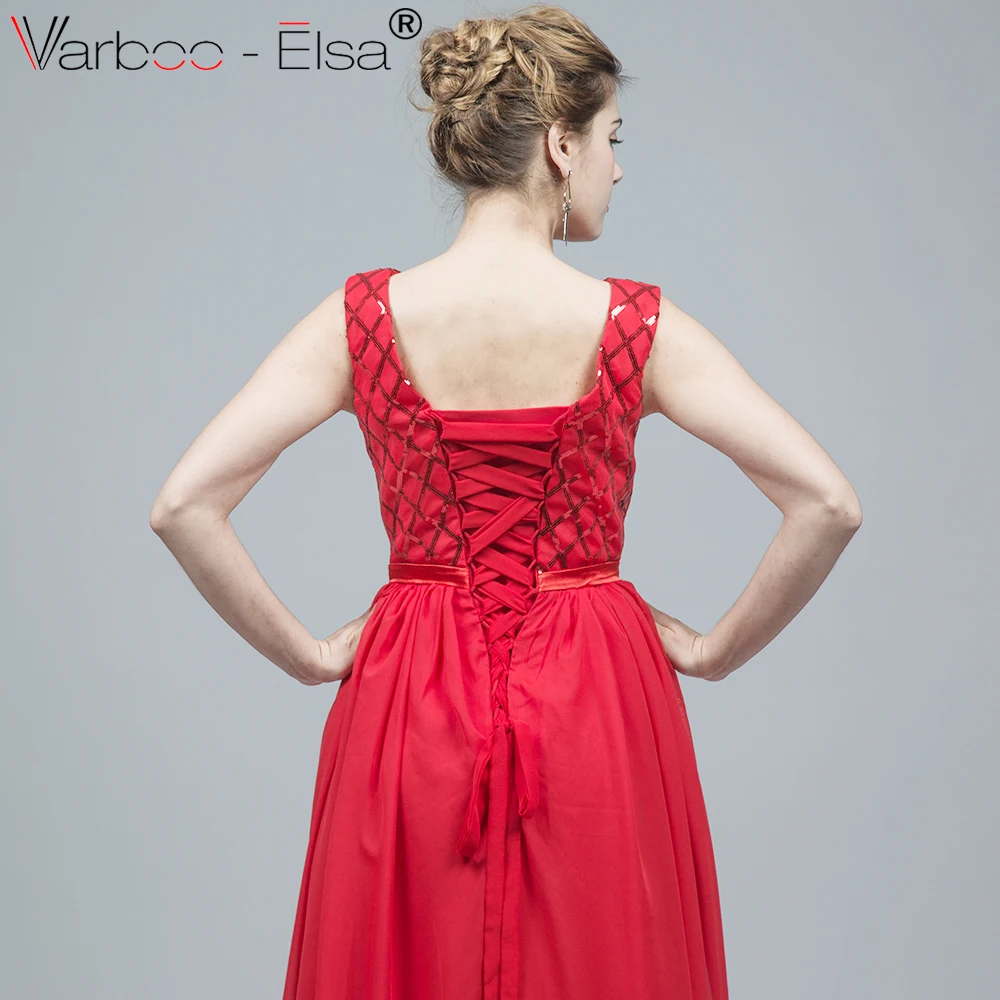 VARBOO_ELSA Red Glitter Sequine Chiffon Formal Gown 2018 Hot Sale Cheap Long Prom Dress In Stock Evening vestidos de festa | Свадьбы и