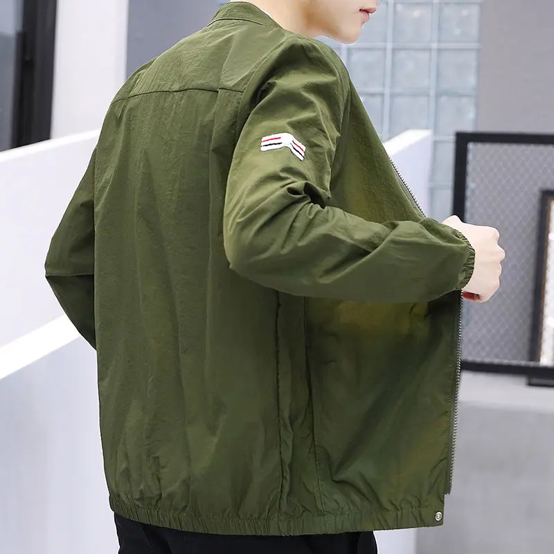 Мужская летняя куртка с капюшоном Солнцезащитная ветровка модная брендовая