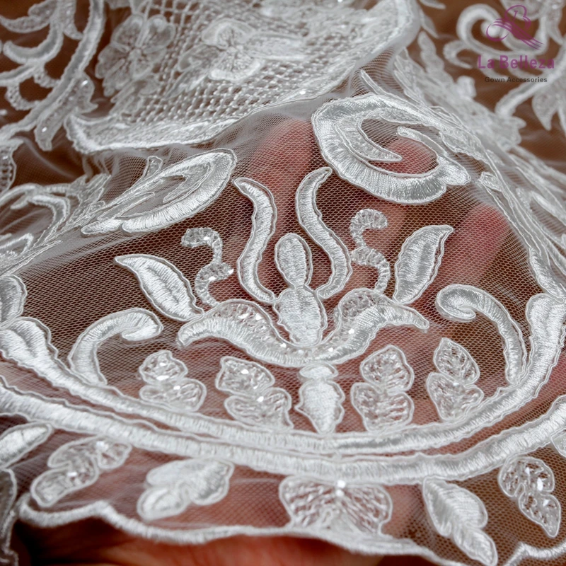 La Belleza белый bridEL большой узор ткань шнур блестками на сетке свадебное платье