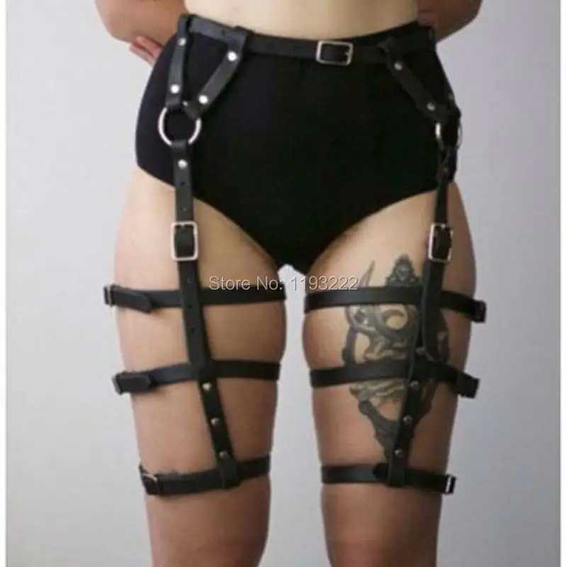 Кожаный ремень ручной работы в панк стиле|garter belt|suspender beltthigh harness |
