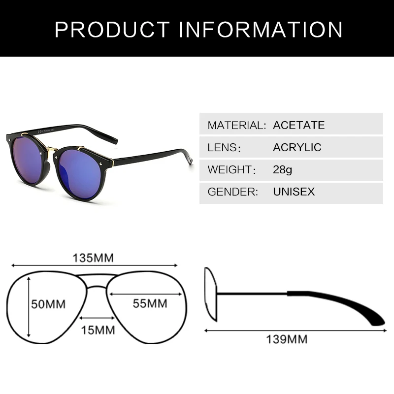 Роскошные круглые солнцезащитные очки мужские и женские брендовые дизайнерские