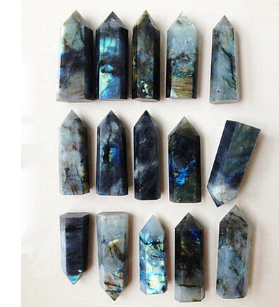

15pcs Natural beautiful labradorite QUARTZ CRYSTAL WAND POINT HEALING